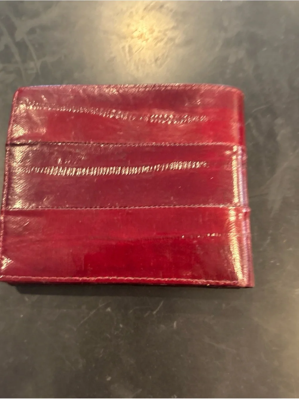 Vintage  Burgundy Leather Bifold Card Holder
